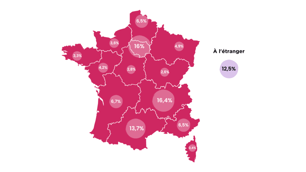 Répartition des influenceurs en france